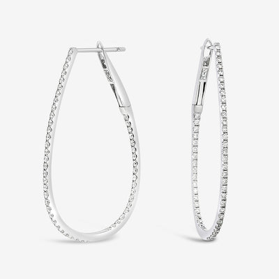 inside out diamond oval hoop earrings