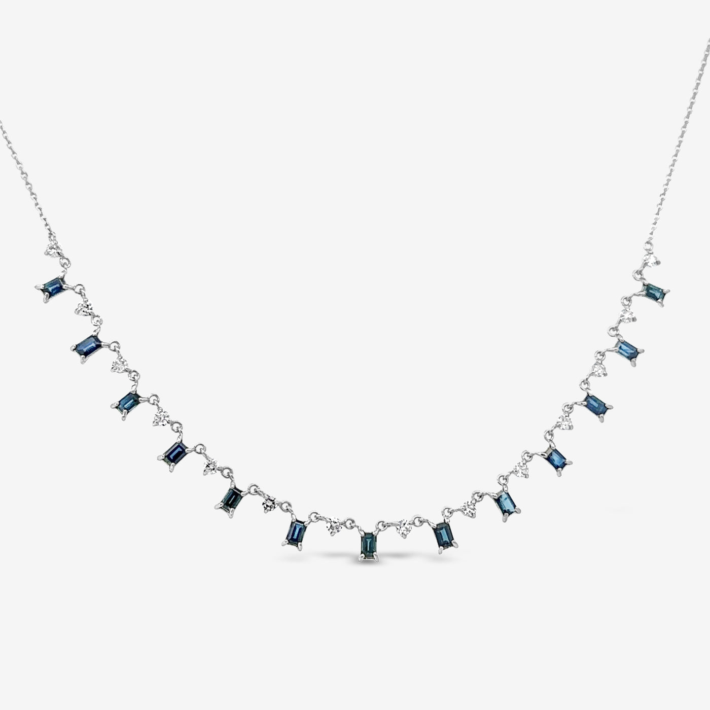 white gold diamond and sapphire necklace