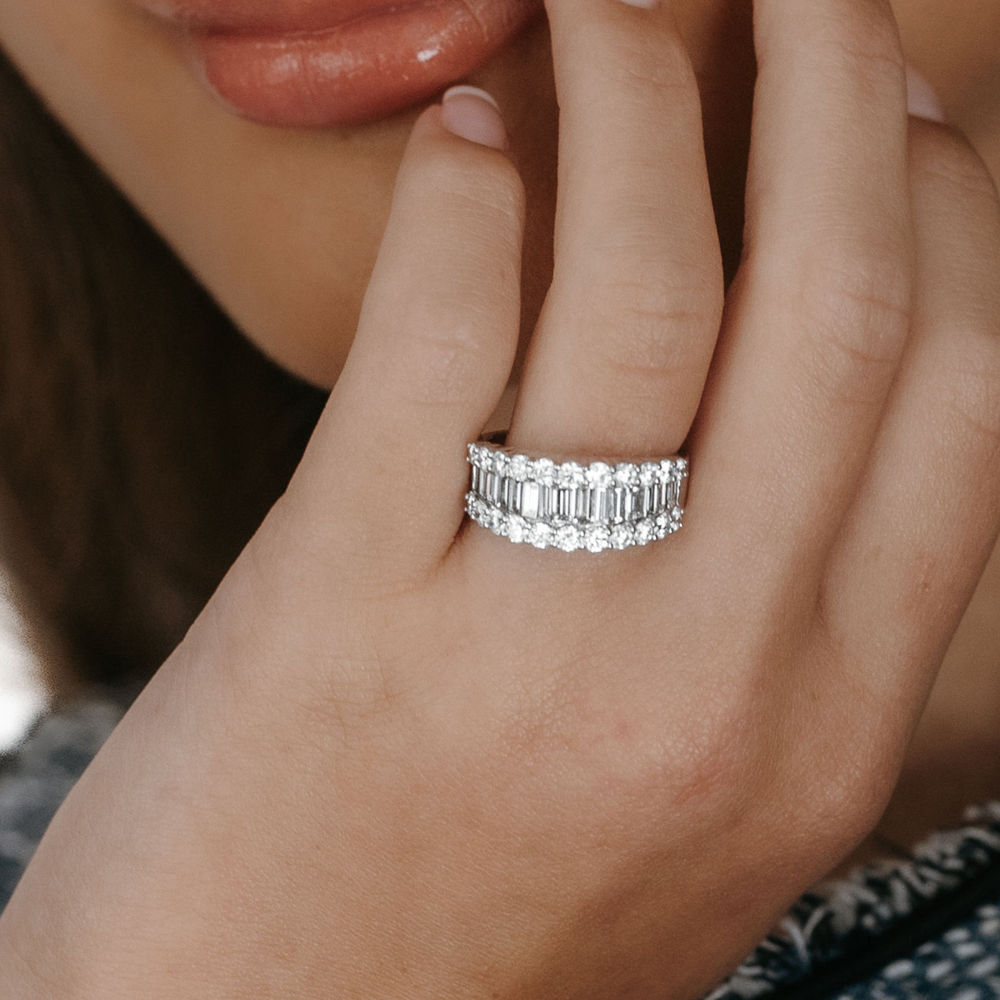 round and baguette diamond ring