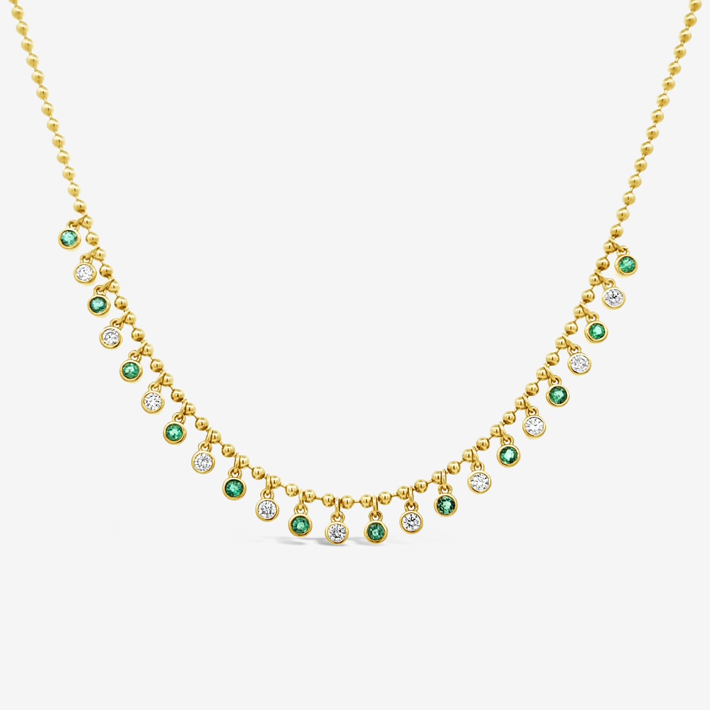drops by the yard emerald and diamond necklace