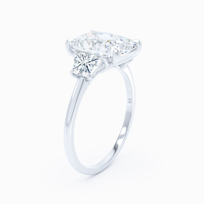 white gold three stone radiant cut diamond engagement ring