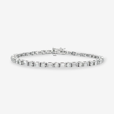 round and baguette cut diamond tennis bracelet