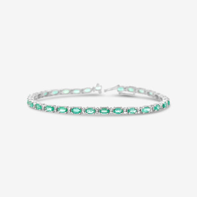 4.85CT Emerald & Diamond Tennis Bracelet