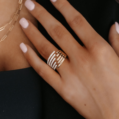 diamond and gold cuff ring