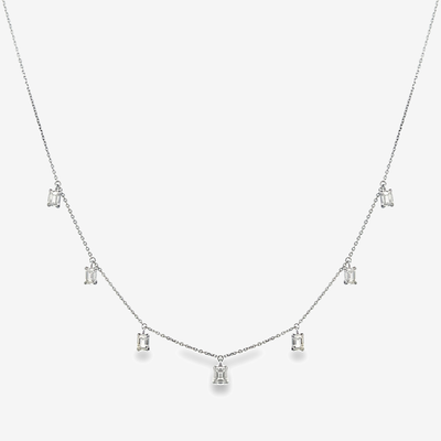 emerald cut diamond drops by the yard necklace
