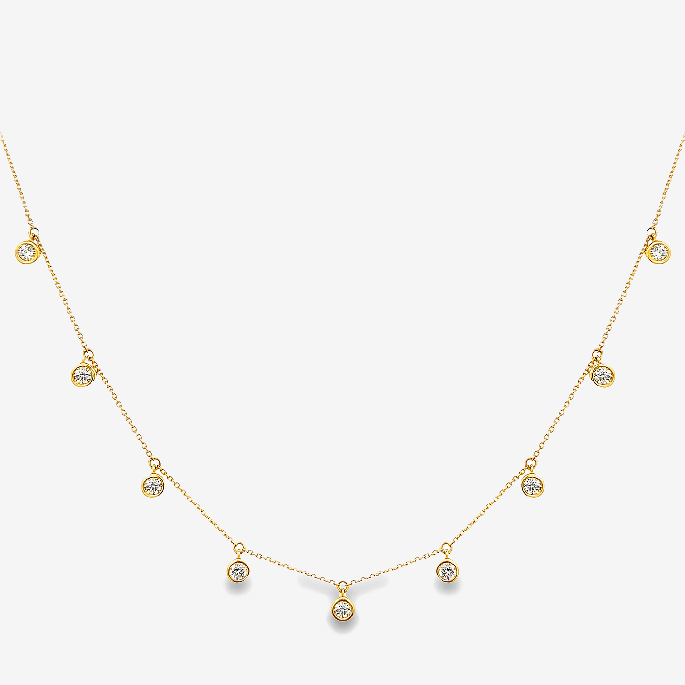 round diamond drops by the yard necklace