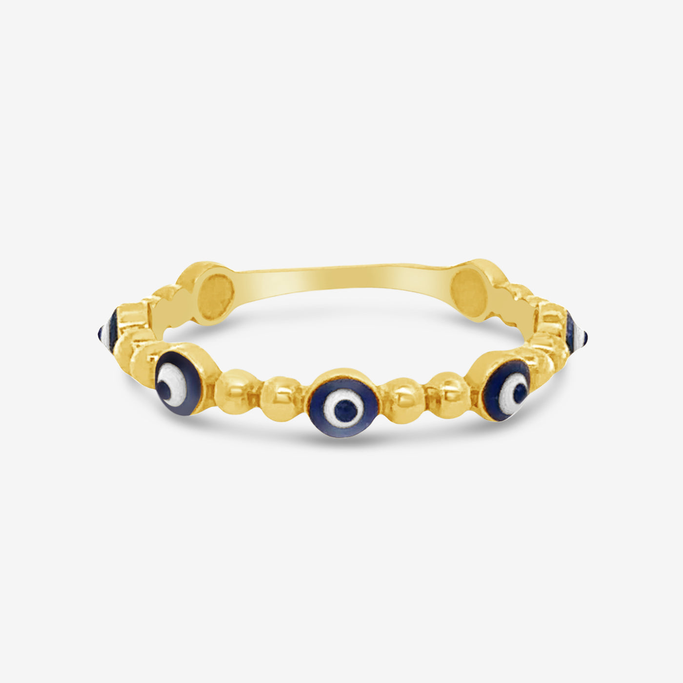 greek evil eye and gold bead ring