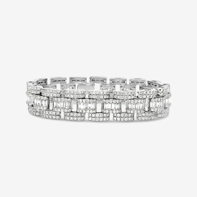 wide white gold diamond link bracelet