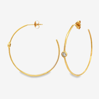 round diamond and gold hoop earrings