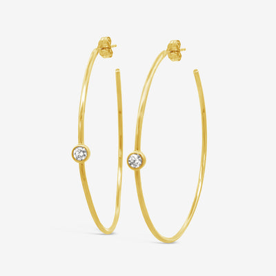 round diamond and gold hoop earrings