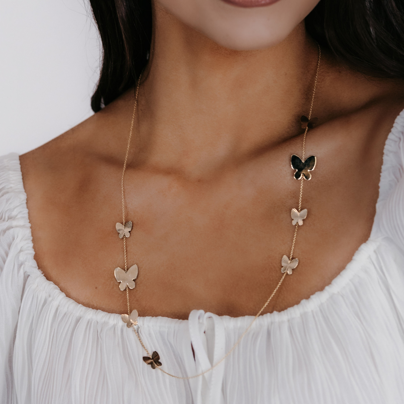 gold butterfly station necklace