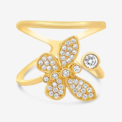 gold and diamond butterfly wrap ring