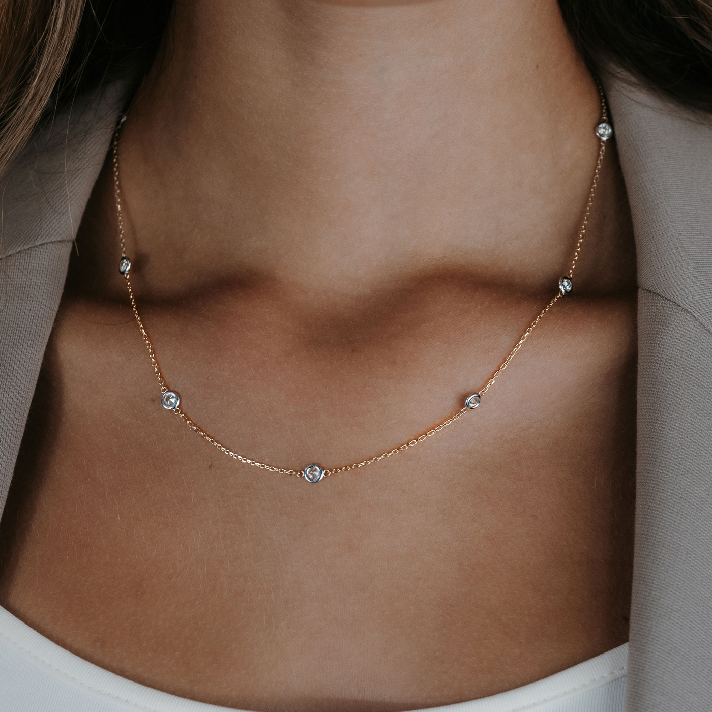 two tone diamonds by the yard necklace