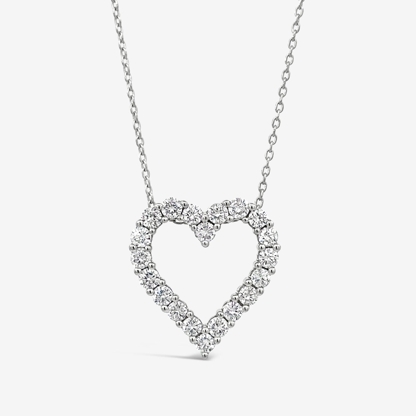 white gold diamond open heart necklace
