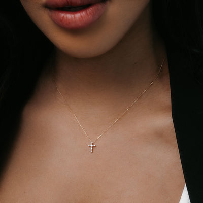 mini diamond cross necklace