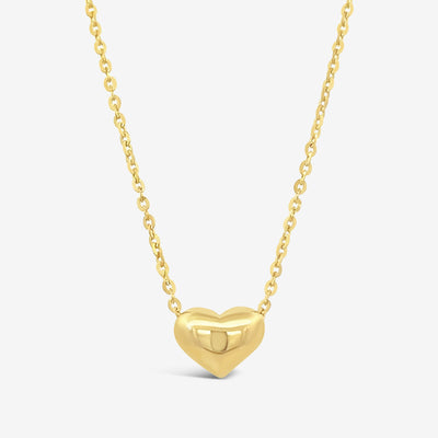 gold puffed heart necklace
