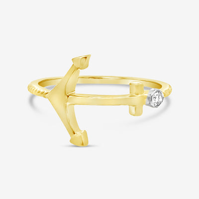 Diamond and gold anchor ring