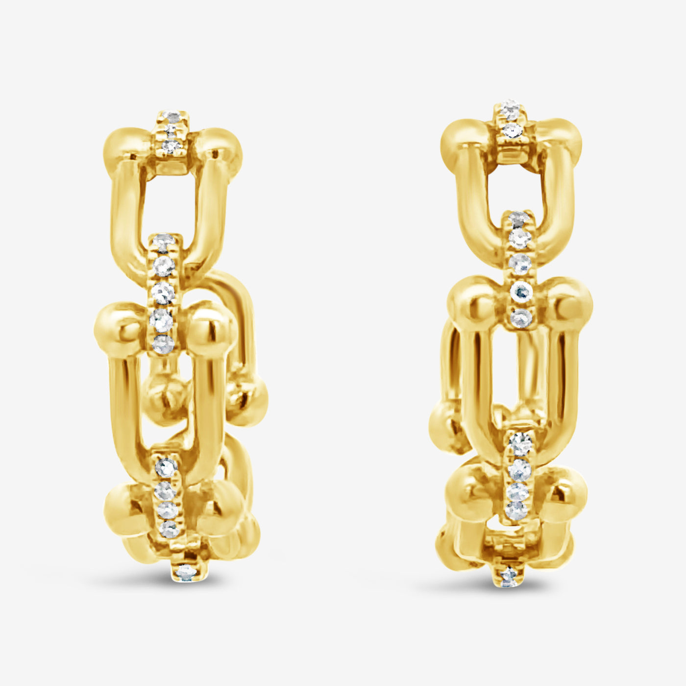 diamond and gold link earrings