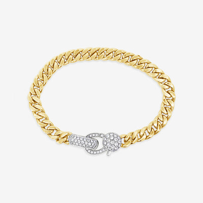diamond clasp gold havana link bracelet