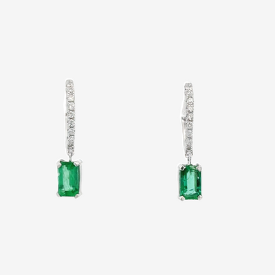 emerald and diamond dangle earrings