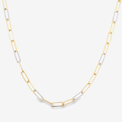 diamond and gold paperclip link necklace