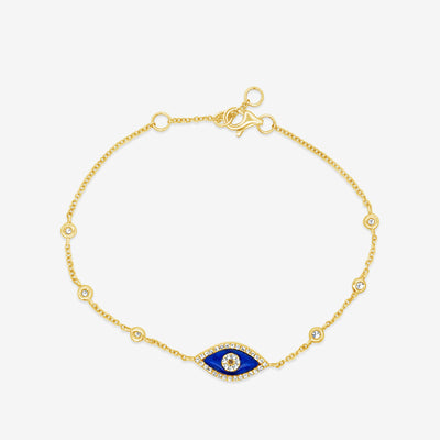 diamond and lapiz greek evil eye bracelet