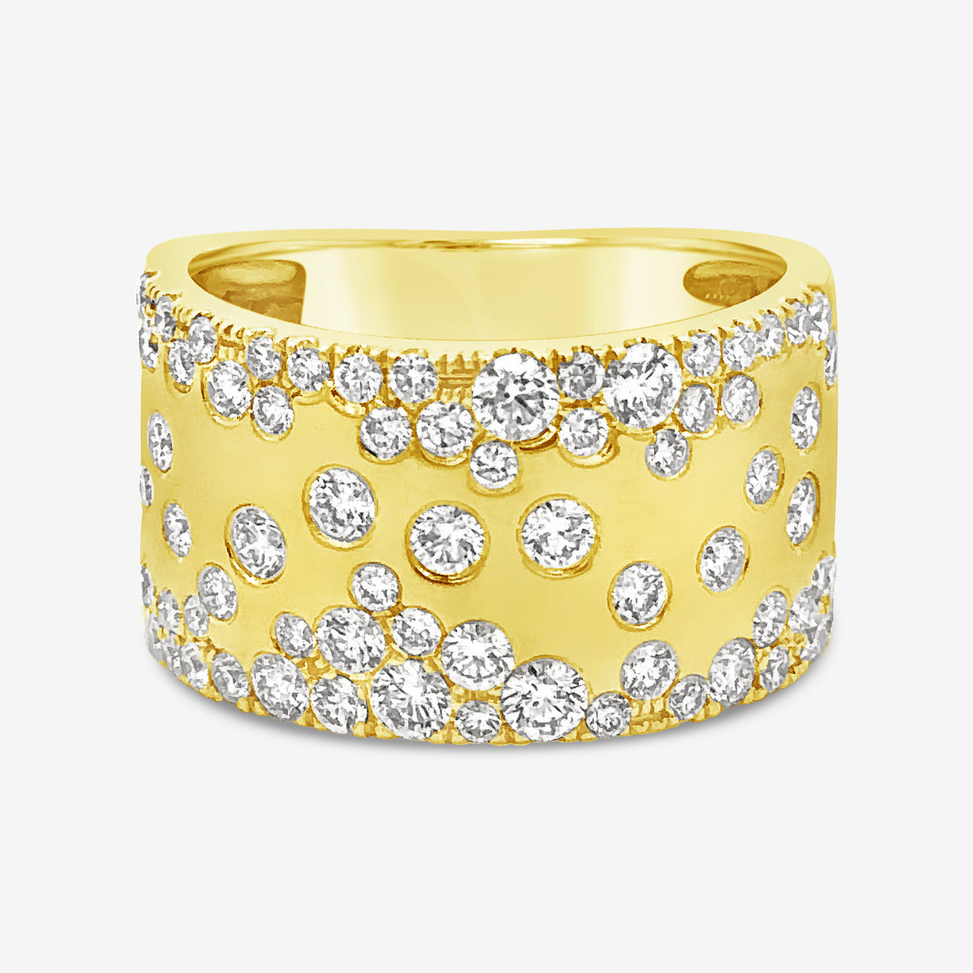 burnished diamond and gold wide band