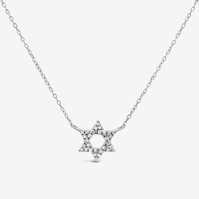 diamond and white gold star of david necklace