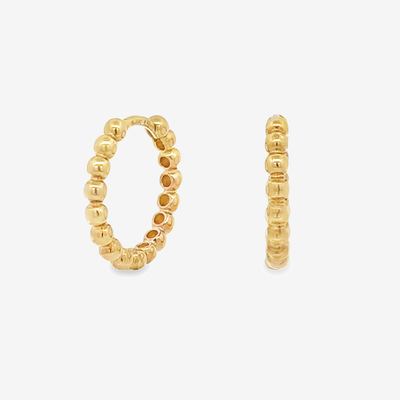 round gold bead hoop earrings