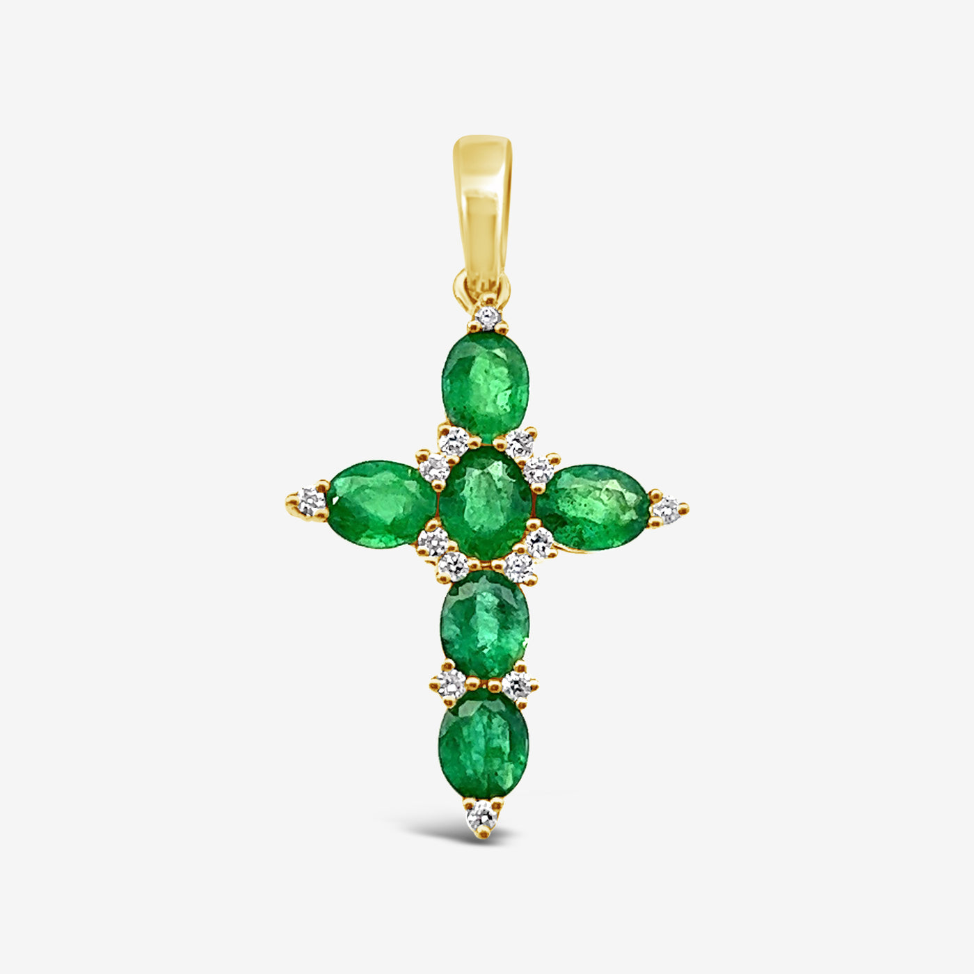 emerald diamond cross pendant