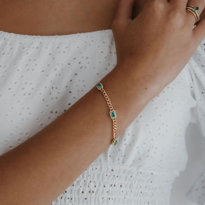 emerald and diamond halo havana link bracelet