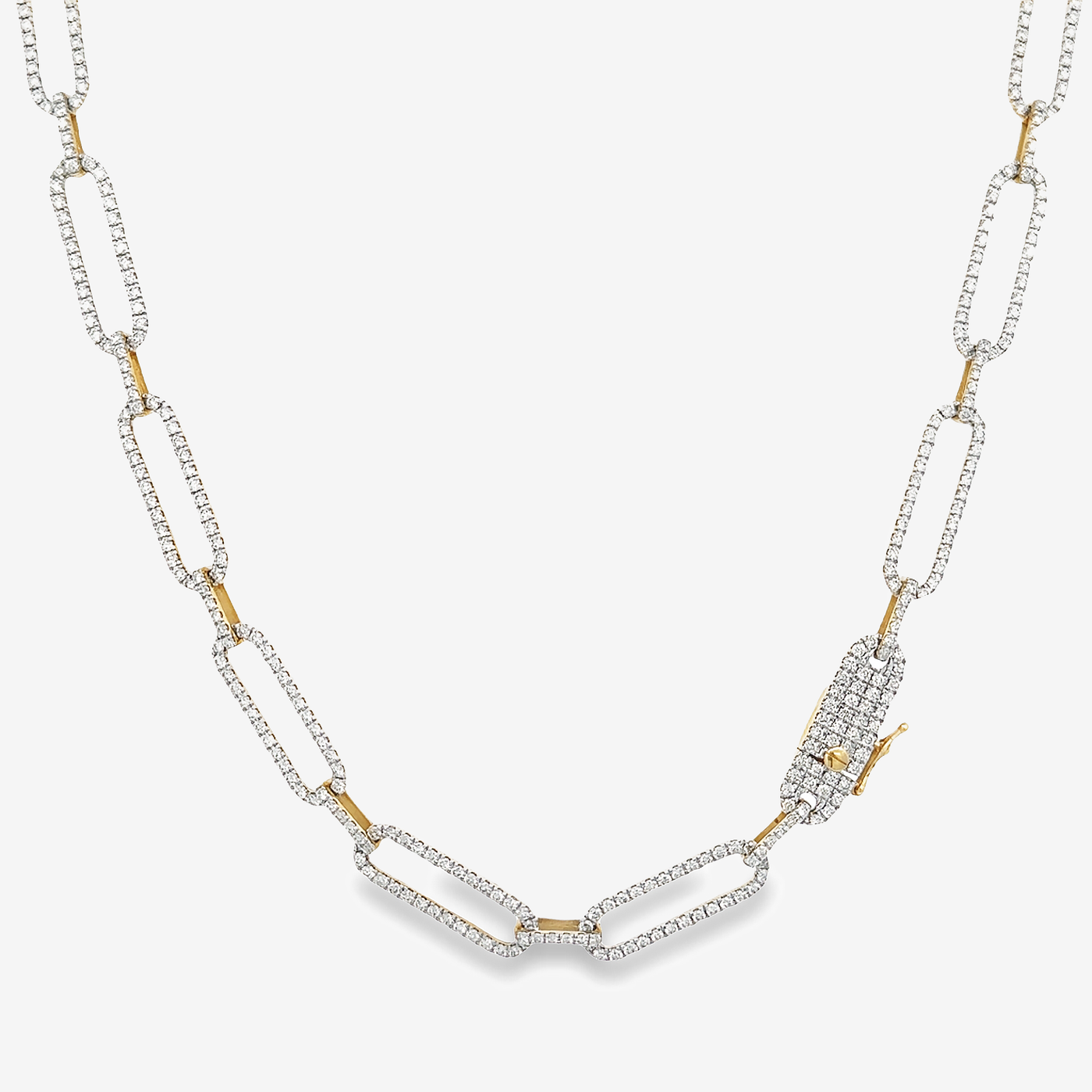 diamond paperclip link necklace