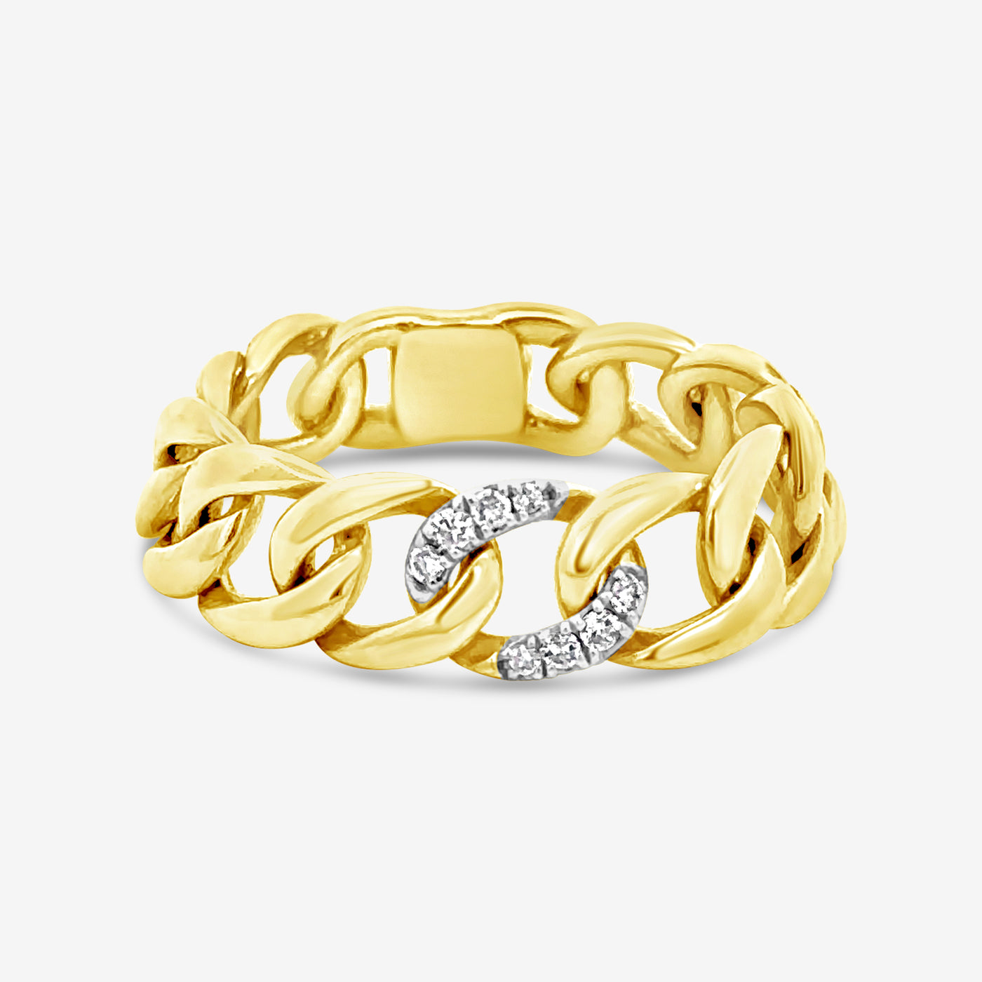 flexible diamond and gold havana link ring