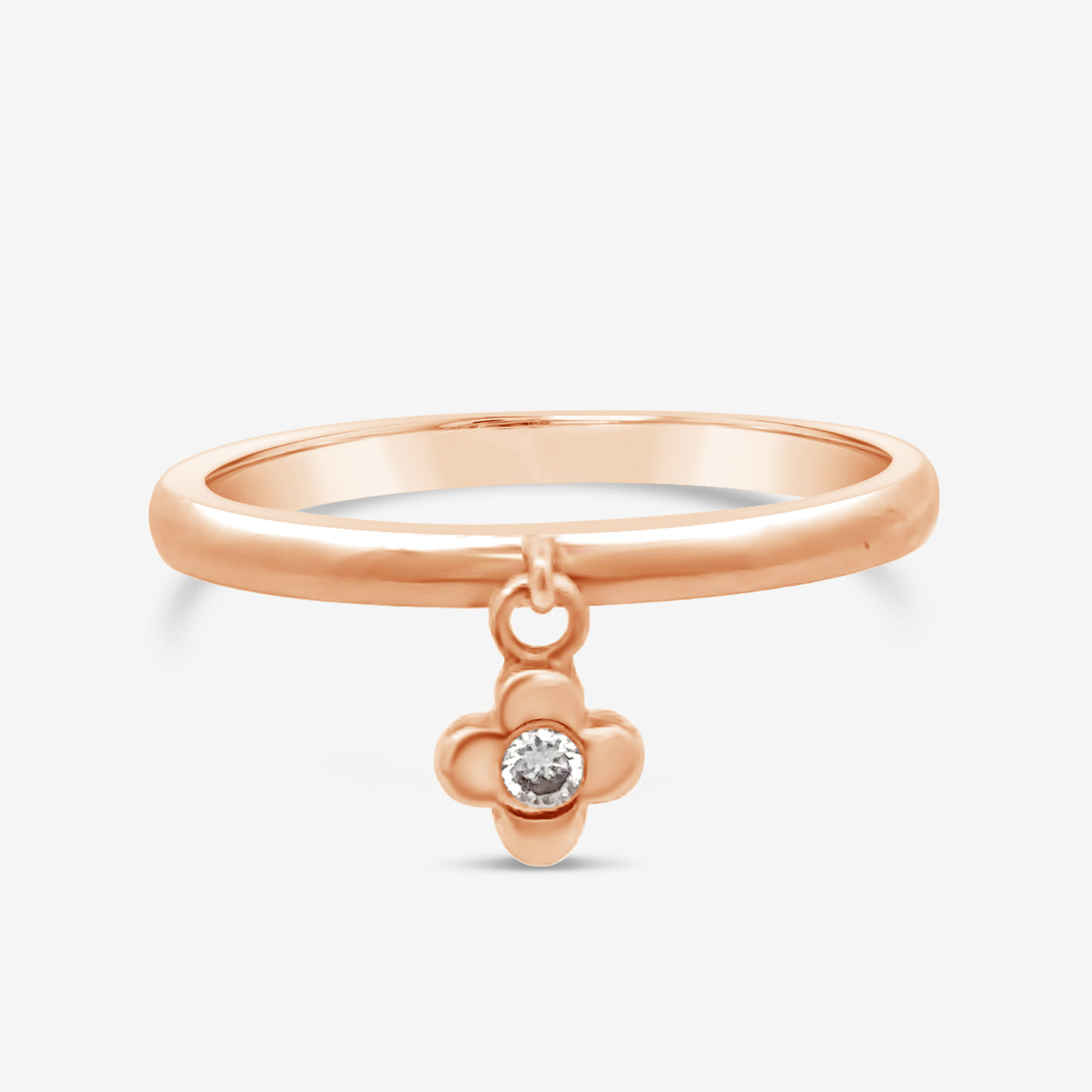 rose gold and diamond flower charm ring