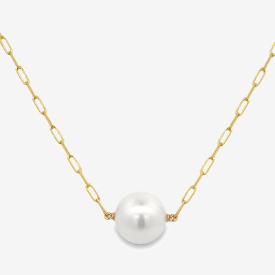 large pearl and paperclip link necklace
