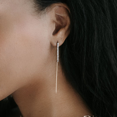 diamond and gold duster earrings