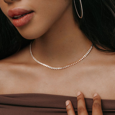 halfway diamond tennis necklace