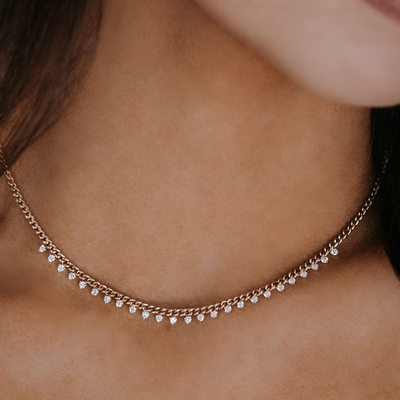gold havana link and diamond fringe necklace