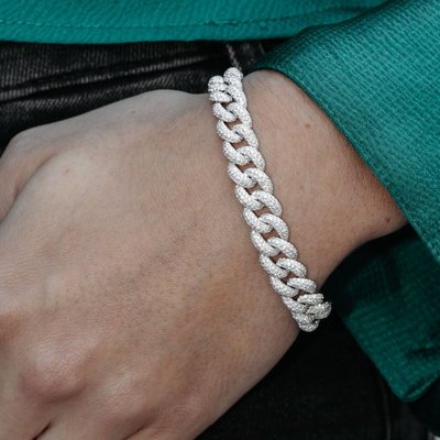 diamond covered cuban link bracelet