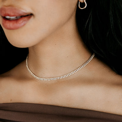 pave diamond slim havana link necklace