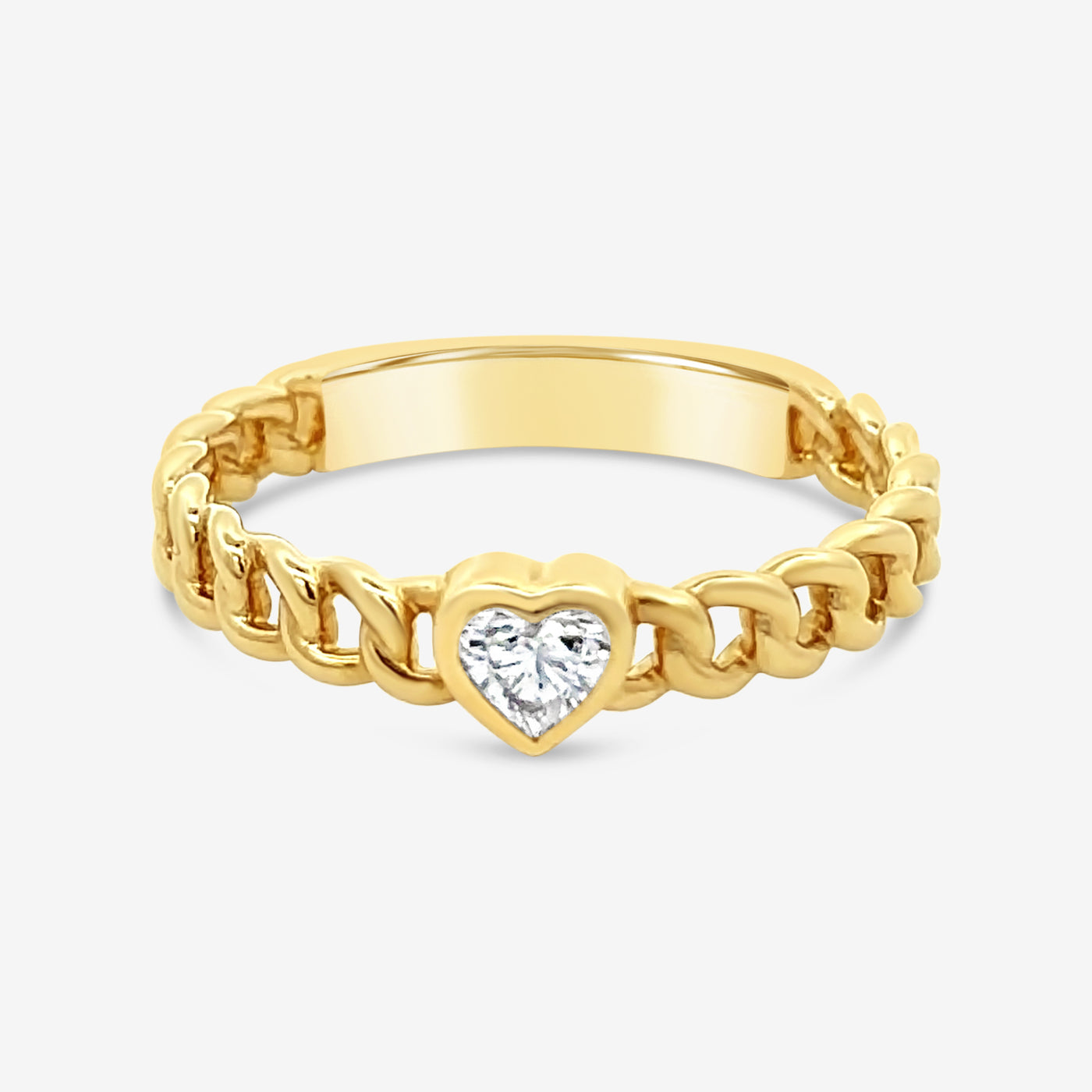heart shaped diamond and havana link ring
