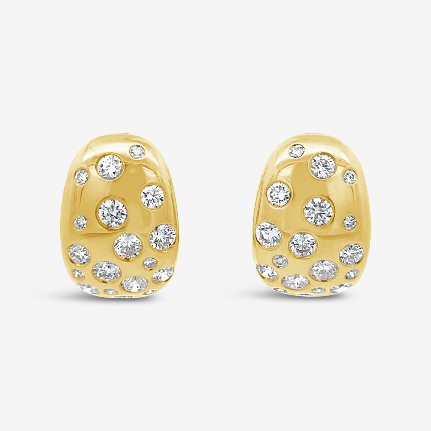 burnished diamond and gold huggie earrings