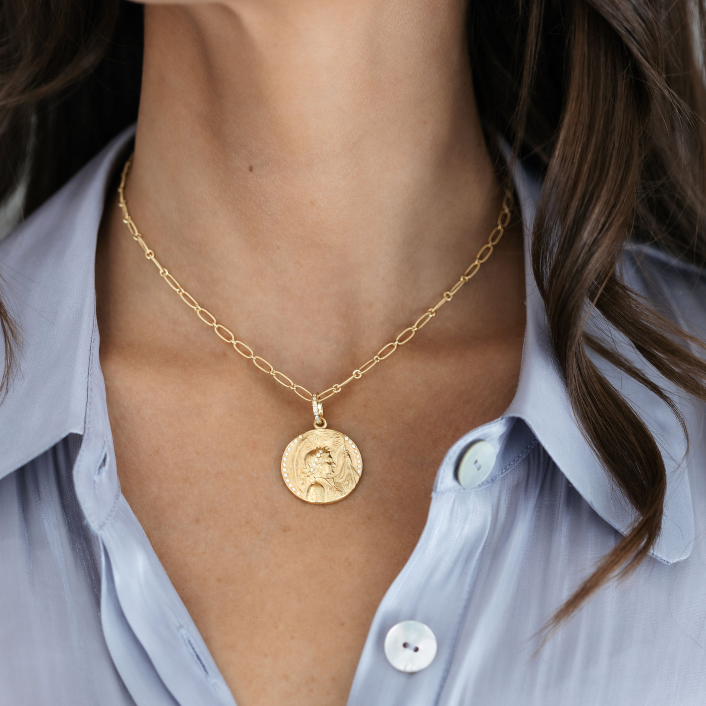 gold Joan of Arc Medallion necklace