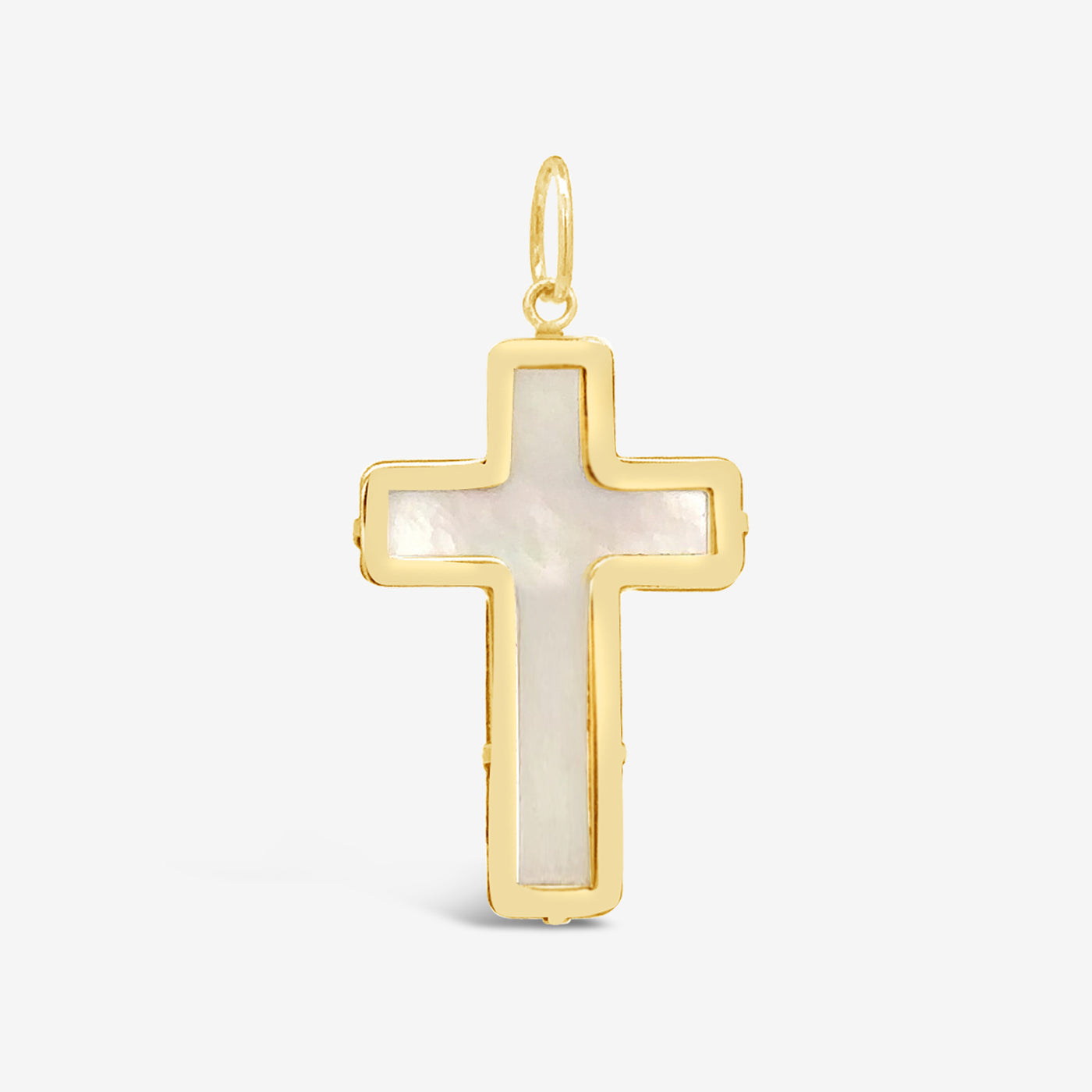 mother of pearl and gold cross pendant