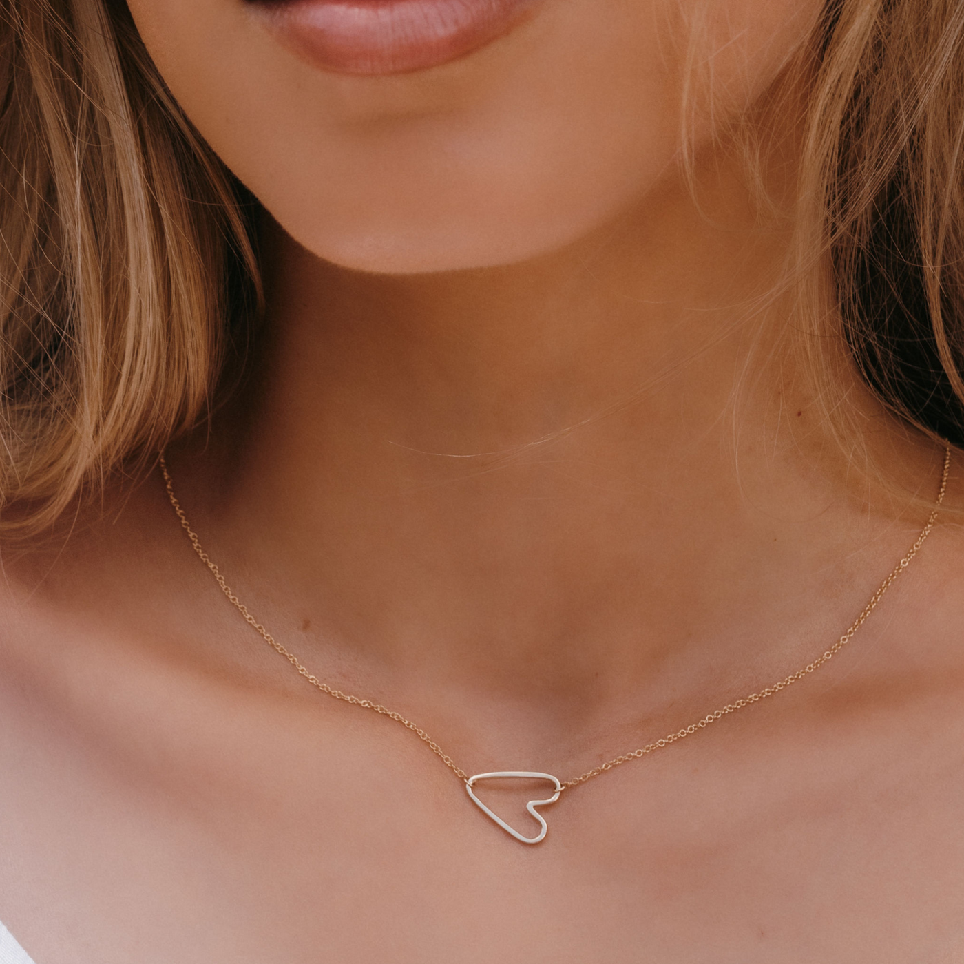 gold open heart necklace