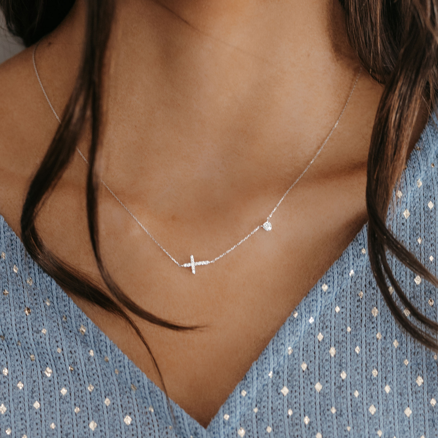 diamond and cross necklace North star