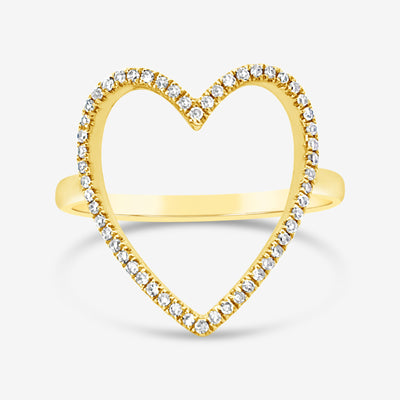 diamond open heart ring