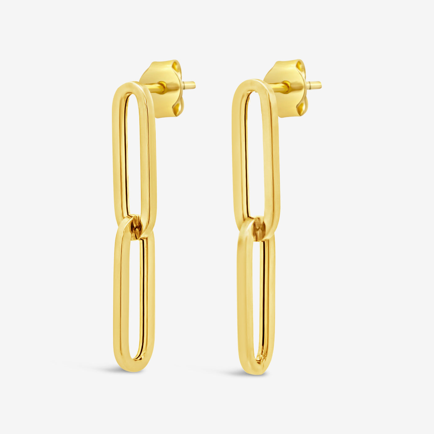 gold paperclip dangle earrings