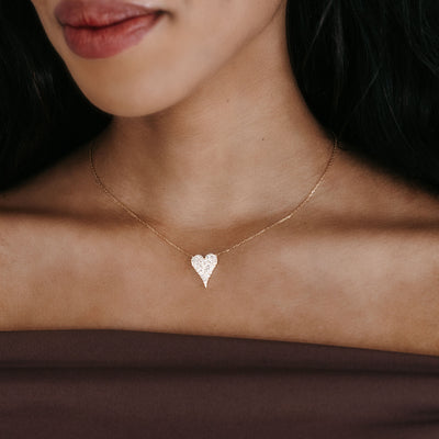 large pave diamond heart necklace