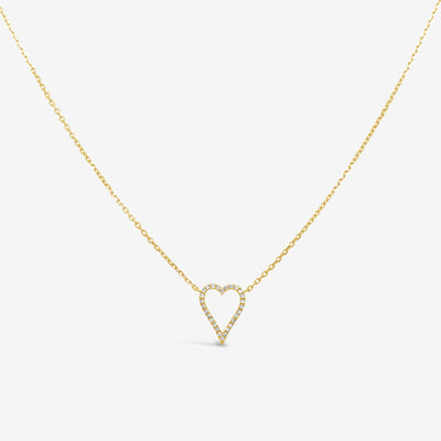 pave diamond open heart necklace